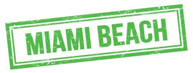 MIAMI BEACH yeşil grungy vintage dikdörtgen damgalı metin.