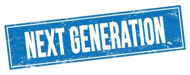 Mavi grungy dikdörtgen damga işareti üzerinde NEXT GENERATION metin.