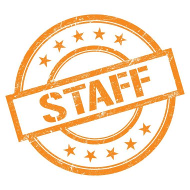 Turuncu yuvarlak vintage kauçuk damgalı personel metni.