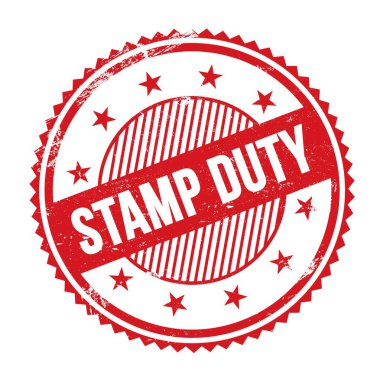 Kırmızı grungy zig zag kenarları yuvarlak mühür üzerine yazılmış STAMP Duty metin.