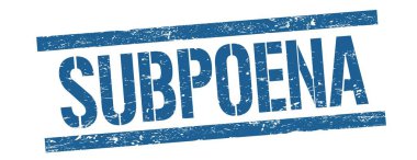 Mavi grungy satır işareti üzerinde SUBPOENA metin.