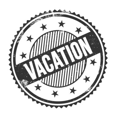 Siyah grungy zig zag kenarlarında yazılmış tatil metni yuvarlak pul.
