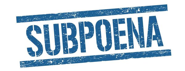 Текст SUBPOENA на синей серой линии.