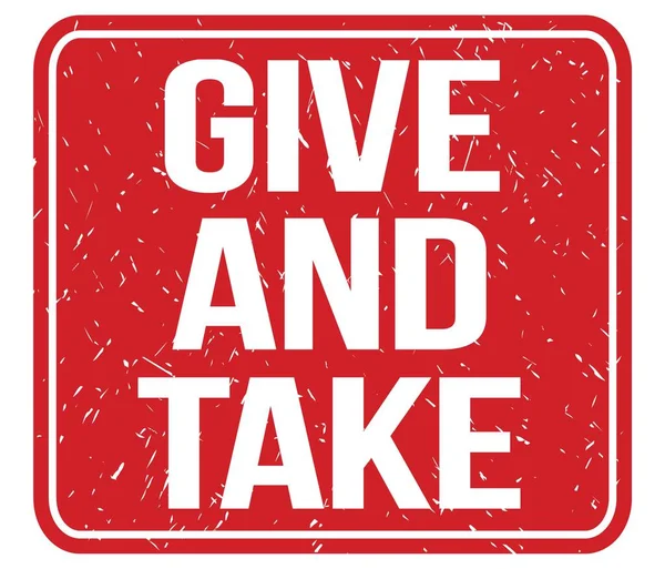 Geschenk Und Take Text Auf Rotem Stempelschild — Stockfoto