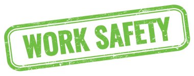 Yeşil grungy vintage dikdörtgen damgalı çalışma güvenliği metni.