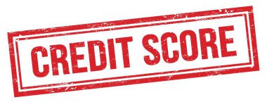 Kırmızı grungy vintage dikdörtgen damgalı CREDIT skor metni.