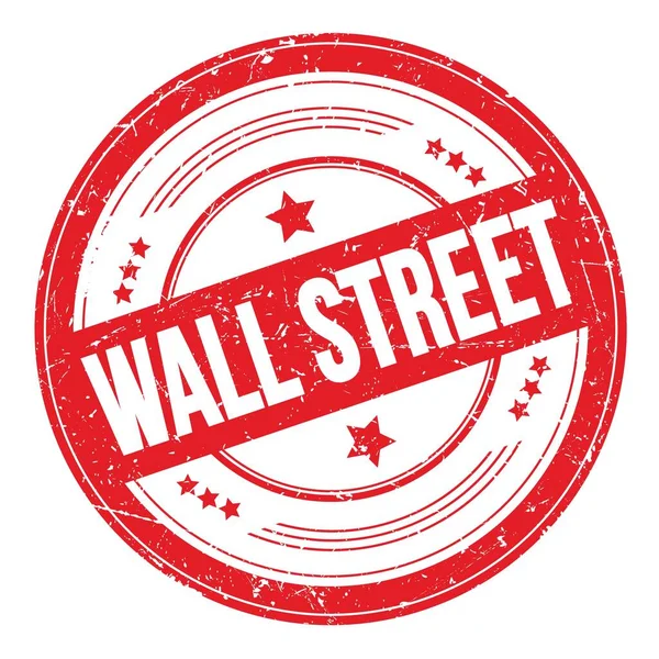 Wall Street Texto Rojo Redondo Grueso Sello Textura —  Fotos de Stock