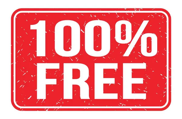 100 Free Words Written Red Rectangle Stamp Sign — Foto Stock