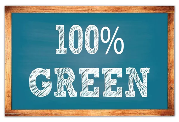100 Зеленое Написанное Школьной Доске Голубой Деревянной Рамы — стоковое фото