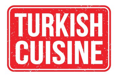 TURKISH CUISINE, kırmızı dikdörtgen işareti üzerine yazılmış kelimeler