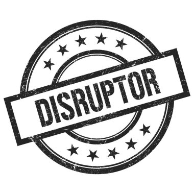 DISRUPTOR metin siyah yuvarlak vintage kauçuk damga üzerine yazılmış.