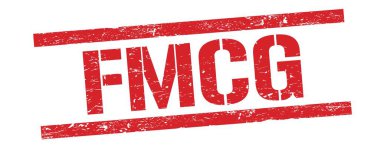 Kırmızı grungy dikdörtgen işareti üzerinde FMCG metni.