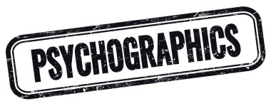 Siyah grungy vintage dikdörtgen damgalı PSYCHOGRAPHICS metin.
