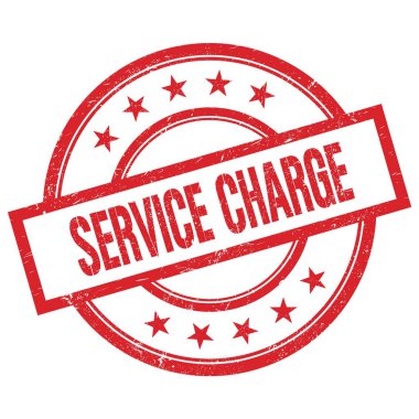 SERVICE şarj metin kırmızı yuvarlak vintage kauçuk damga üzerine yazılmış.