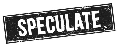 Siyah grungy dikdörtgen damga işareti üzerine SPECULATE metin.