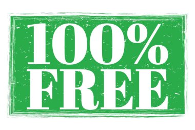 % 100 özgür, yeşil grungy mühür işareti üzerine yazılmış kelimeler