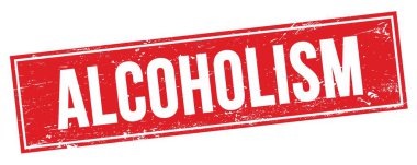 Kırmızı grungy dikdörtgen damga işareti üzerinde ALCOHOLISM metin.