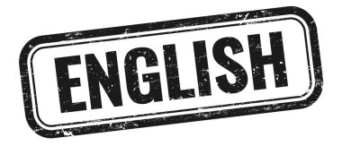 Siyah grungy vintage dikdörtgen damgalı ENGLISH metin.