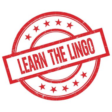 LINGO 'nun kırmızı, yuvarlak, lastik damgalı metnini öğren..