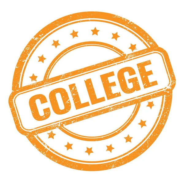 College Text Auf Orangefarbenem Grungy Vintage Rubber Stamp — Stockfoto