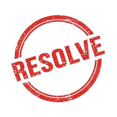 Kırmızı grungy vintage yuvarlak damgalı RESOLVE metin.