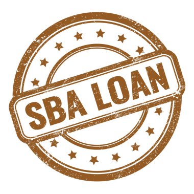 Kahverengi grungy vintage lastik damga üzerine SBA kredi metni.