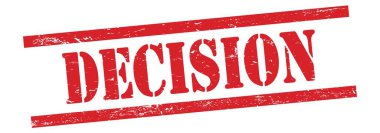 Kırmızı grungy vintage kauçuk damga üzerinde karar metni.