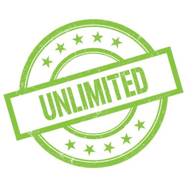 Yeşil yuvarlak vintage kauçuk damga üzerine yazılmış Sınırsız metin.