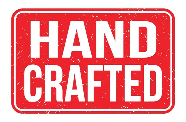 Hand Crafted Woorden Geschreven Rood Rechthoek Stempel Teken — Stockfoto