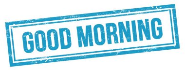 Günaydın mavi grungy vintage dikdörtgen damgalı metin.