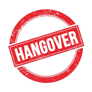 Akşamdan kalma yazı kırmızı grungy yuvarlak vintage damga üzerinde.