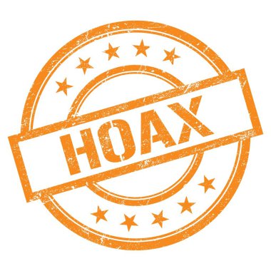 Turuncu yuvarlak vintage kauçuk damgalı HOAX metni.