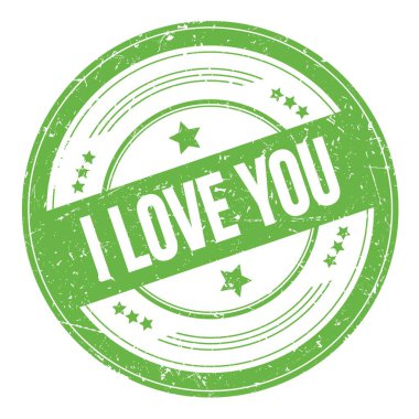 Yeşil yuvarlak, pasaklı desen damgalı seni seviyorum..