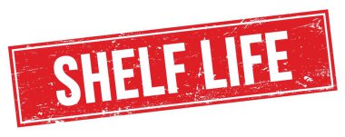 SHELF HAYAT metni kırmızı grungy dikdörtgen mühür işareti üzerine.