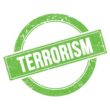 Yeşil grungy yuvarlak vintage pul üzerinde TERRORISM metin.