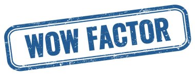 Wow FACTOR mavi grungy vintage dikdörtgen damgalı metin.
