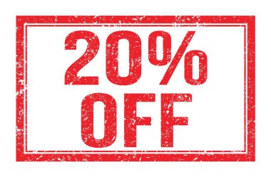 % 20 indirimli, kırmızı dikdörtgen işareti üzerine yazılmış kelimeler
