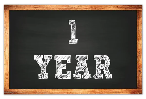 Year Written Black Wooden Frame School Blackboard — Stock Photo, Image