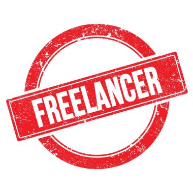 Kırmızı grungy yuvarlak vintage pul üzerinde FREELANCER metin.