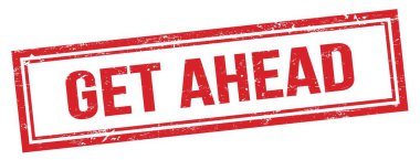 Kırmızı grungy vintage dikdörtgen damgası üzerinde AHEAD metni al.