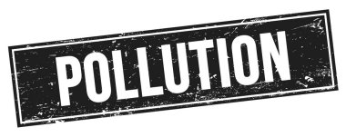 Siyah grungy dikdörtgen damga işareti üzerinde POLUTION metni.