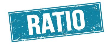 Mavi grungy dikdörtgen damga işareti üzerinde RATIO metni.