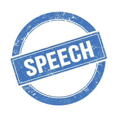 Mavi grungy round vintage pulu üzerine SPEECH metni.