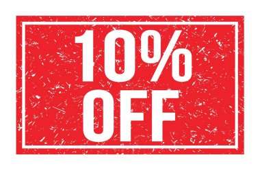 % 10 indirimli, kırmızı dikdörtgen işareti üzerine yazılmış kelimeler