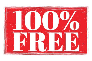 % 100 özgür, kırmızı grungy mühür işareti üzerine yazılmış kelimeler