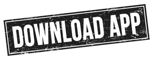 Download App Tekst Czarnym Prostokącie Grungy Znak Znaczka — Zdjęcie stockowe