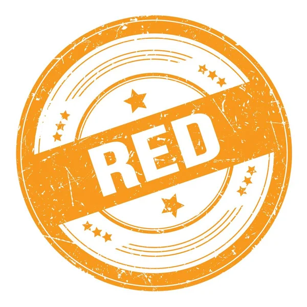 Turuncu yuvarlak grungy desen damgalı kırmızı metin.