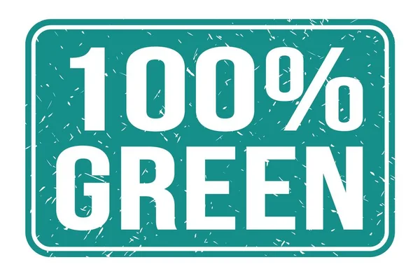 100 Verde Parole Scritte Sul Segno Del Timbro Rettangolo Blu — Foto Stock