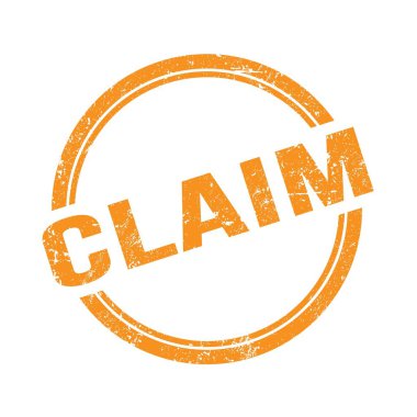 Turuncu grungy vintage yuvarlak pulla yazılmış CLAIM metni.