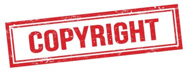 Kırmızı grungy vintage dikdörtgen damgalı COPYright metni.